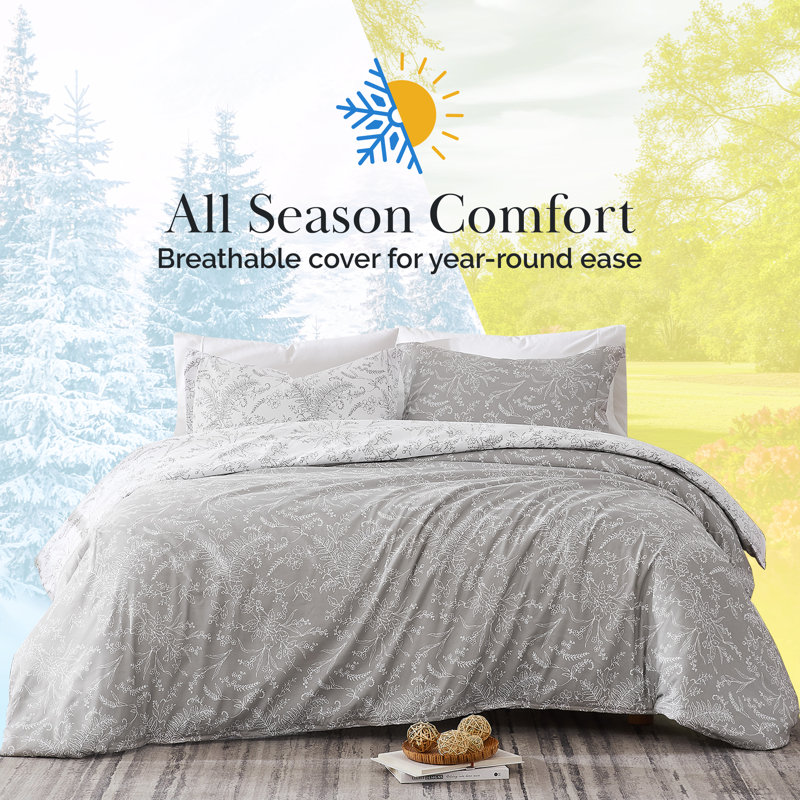 Ensemble de housse de couette réversible traditionnel en microfibre Winter Brush, Gris acier