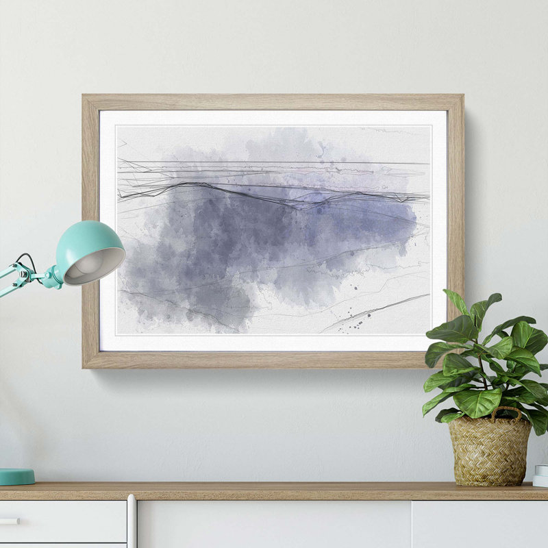 The Mountains of Nepal at Dusk in Abstract - Picture Frame Graphic Art Print, 62cm H x 87cm W x 2cm D, Oak Framed