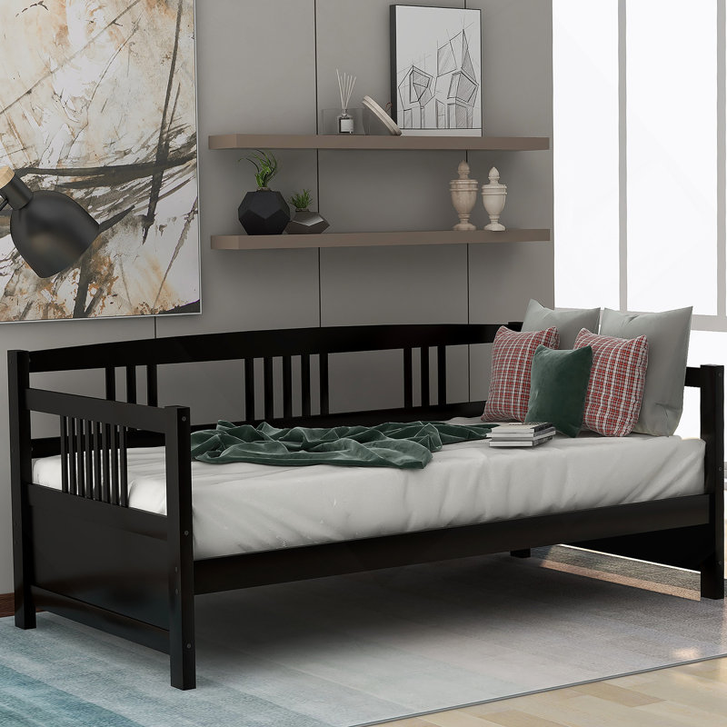 Lit de jour moderne en bois massif, design multifonctionnel, Lit simple, Espresso