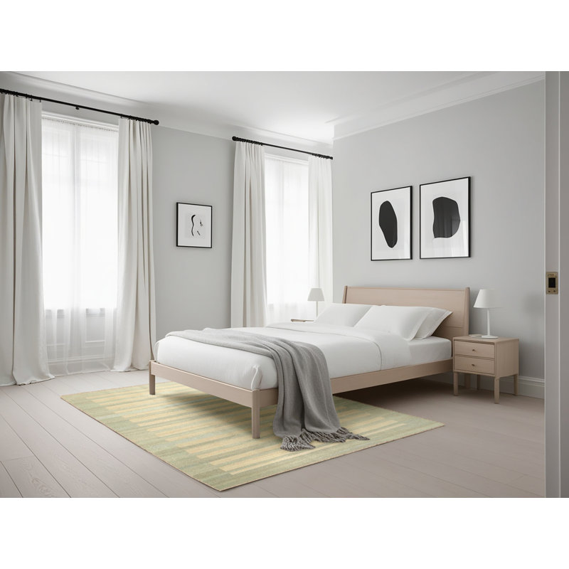 Tapis en vert clair/gris clair contemporain, Rectangle 5 pi x 7 pi