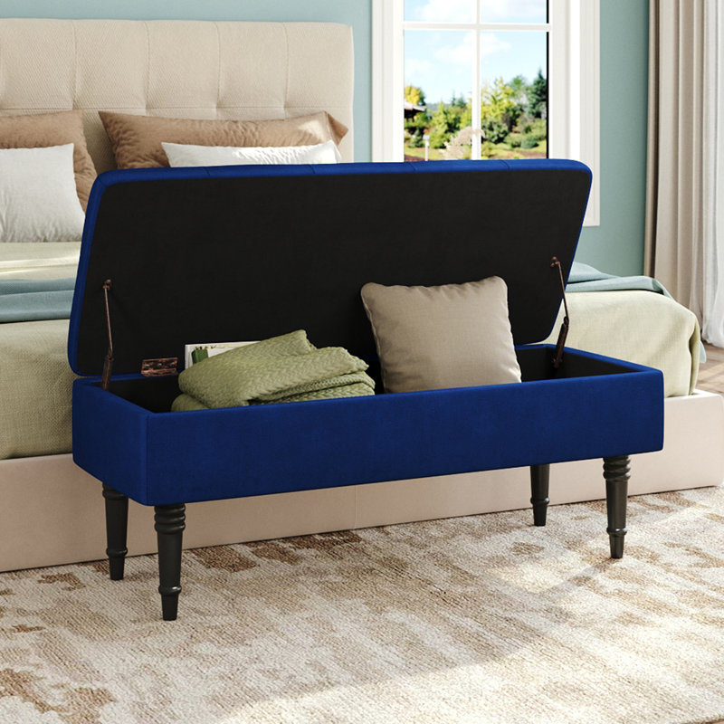 Peyton Upholstered Storage Bench, Sapphire Blue