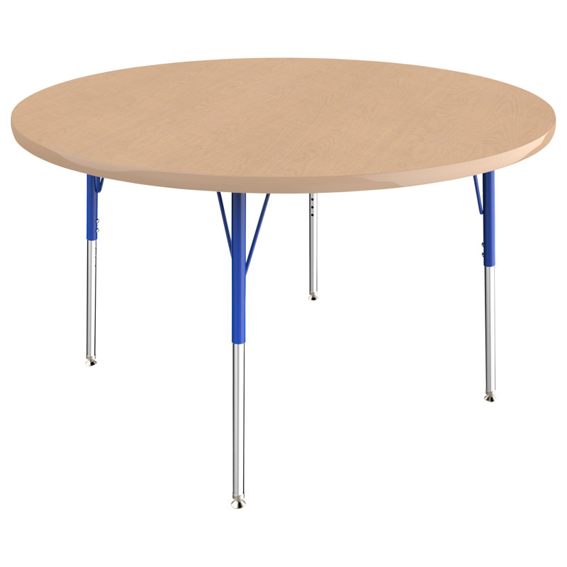 Table ronde à hauteur réglable, 48", Érable / bleu, Gris