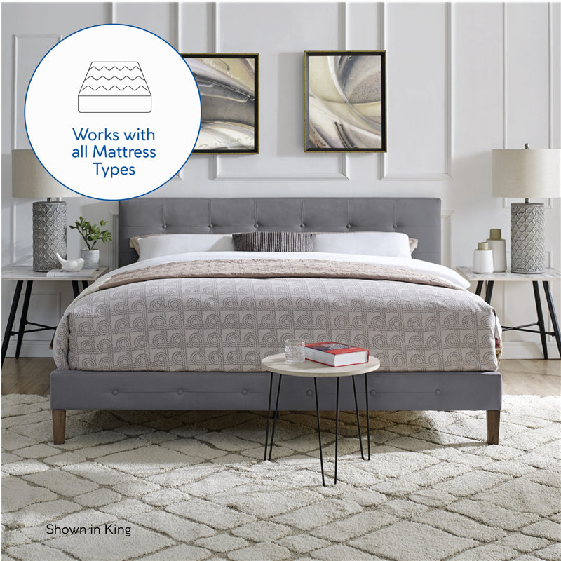 Monona Upholstered Platform Bed, Peyton Steel, King