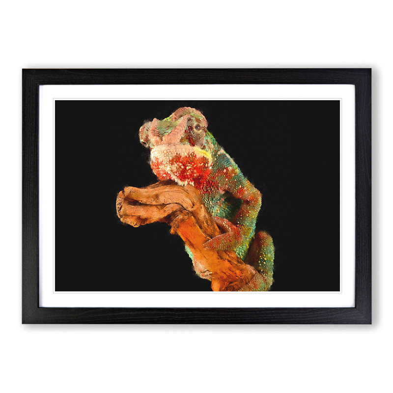 Chameleon - Framed Print, 48cm H x 65cm W x 2cm D, Black Framed