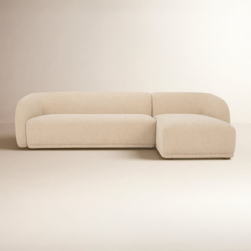 Faye 2 - Piece Chaise Sectional, Natural Bouclé, Left Hand Facing