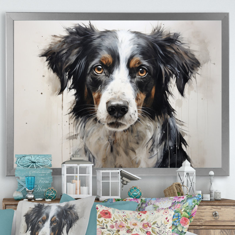 Dog Faithful Companion I - imprimé, H 16 po x l 32 po x P 1 po, Cadre simple argenté