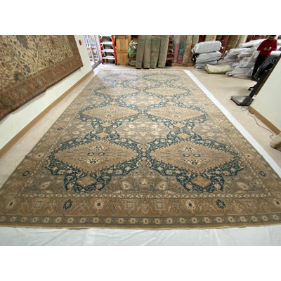 Tapis Oushak noué à la main turc antique de style anatolien unique 13 pi x 19 pi 6 po