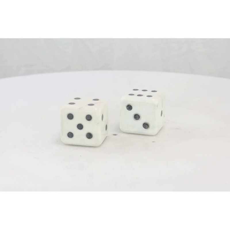 Green and White Marble Dice Bookends Set of 2