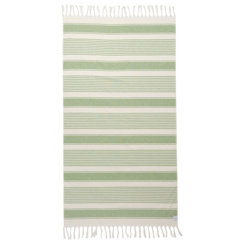  Serviette rayée en coton turc, Olive