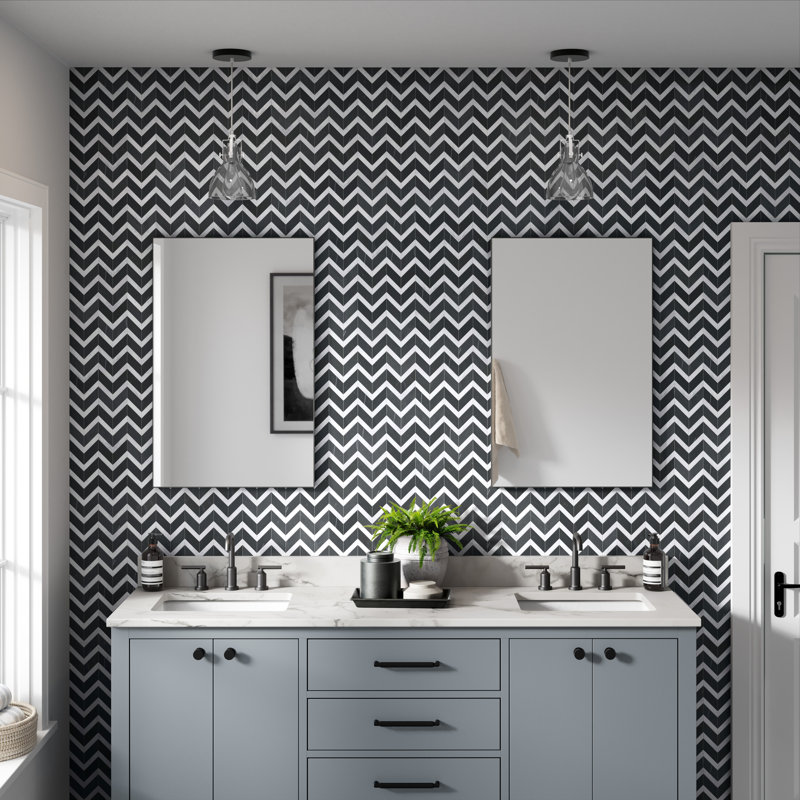 Bizou™ 12 x 13 in. Marble Decorative Accent Tile, Black/White
