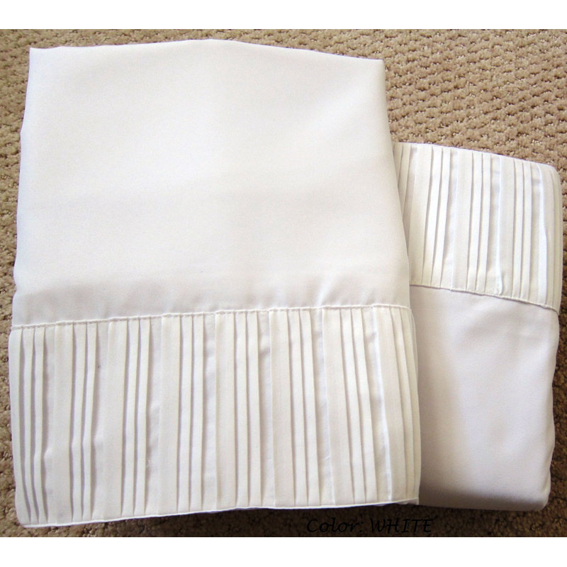 Microfiber Plaid Sheet Set, Queen, Elegant White