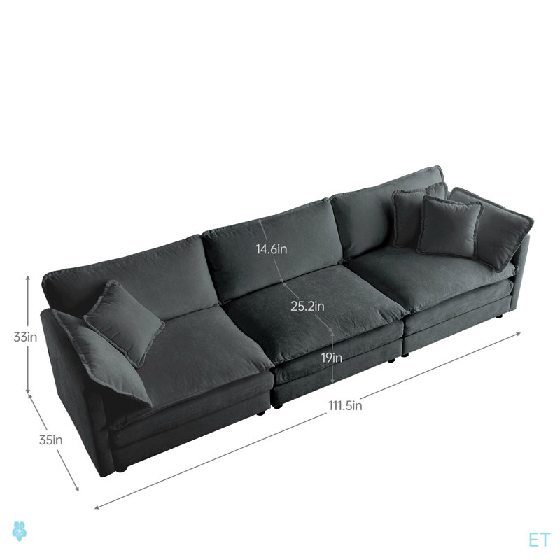 Modern Sofa Couch, 3 Piece Set Extra Deep Seat Sectional Sofa For Living Room, Oversized Sofa, 3 Seat Sofa, Loveseat And Single Sofa