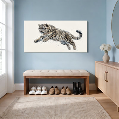 Ensemble de 1 tableau sur toile à imprimé léopard des neiges