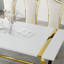 Ensemble de table de salle à manger 78 pouces blanche et dorée avec 8 chaises en cuir blanches-1292125835-1292125831