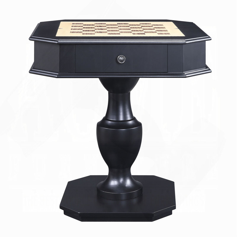 Table de jeu noire à 2 tiroirs