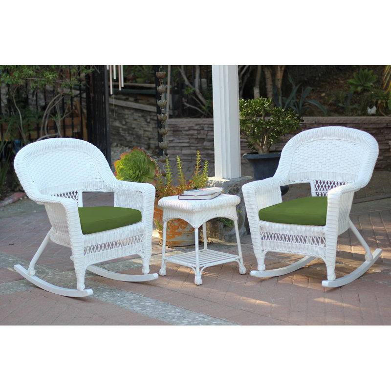 Starner 2 - Person Patio Conversation Set with Cushions, White, Hunter Green