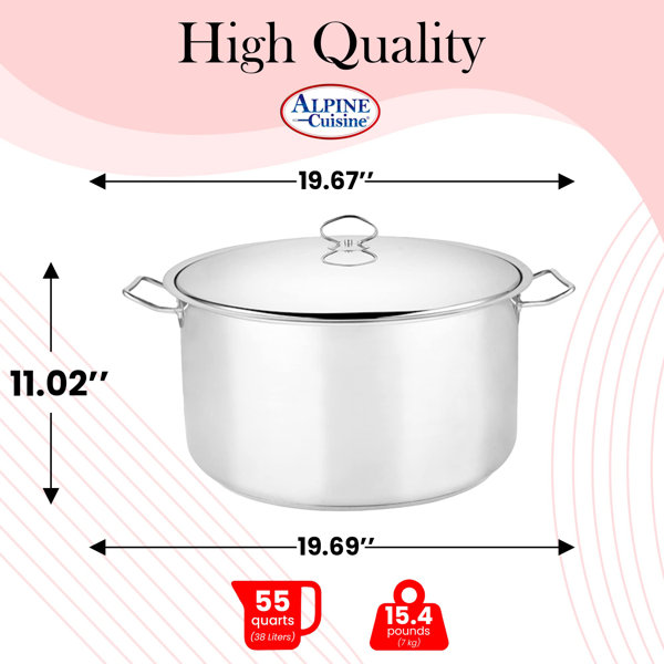 Alpine Cuisine Stainless Steel Pressure Cooker, for All Cooktops, Stov