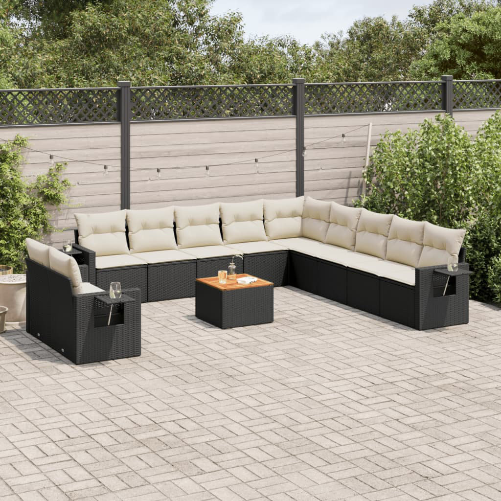 Vidaxl 12-Tlg. Garten-Sofagarnitur Mit Kissen Schwarz Poly Rattan 4