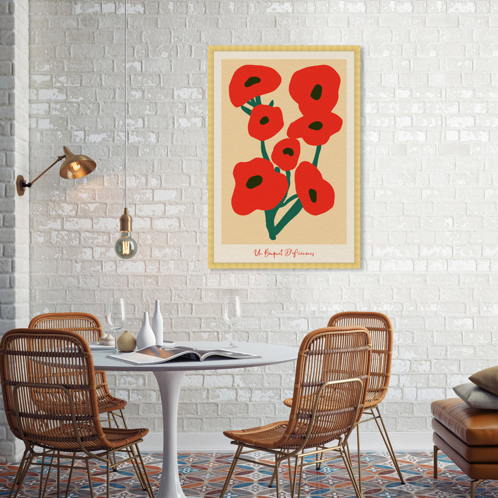 Modern Red Flower Bouquet by Oliver Gal, Gold, 38" H x 26" W