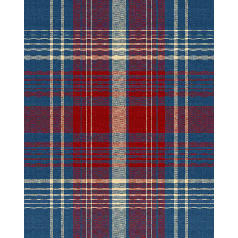 Woodstock Lifestyle Plaid Wallpaper Roll, Red/Saphire Blue