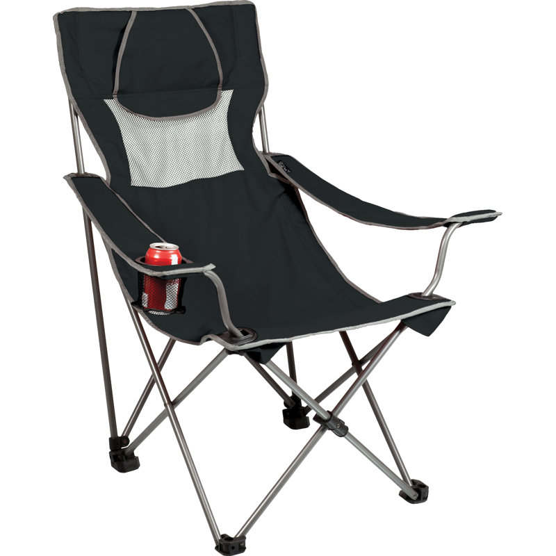 Chaise de camping pliante d'extérieur avec sac de transport, Gris Foncé / Rouge