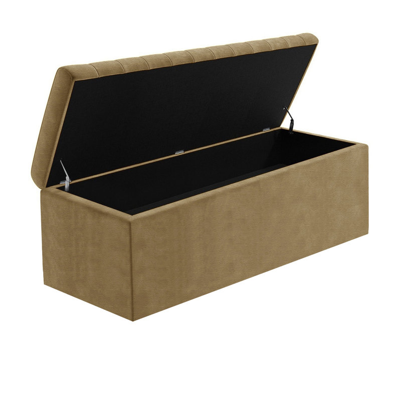 Safar Large Naples Ottoman Storage Box – Multi- Functional Striped Upholstered Blanket Box, Brown, 40cm H x 137cm W x 40cm D