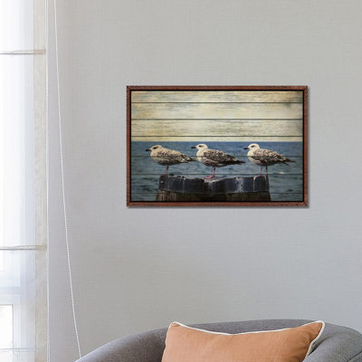 Vintage Seagulls 1 Piece Wall Art on Canvas
