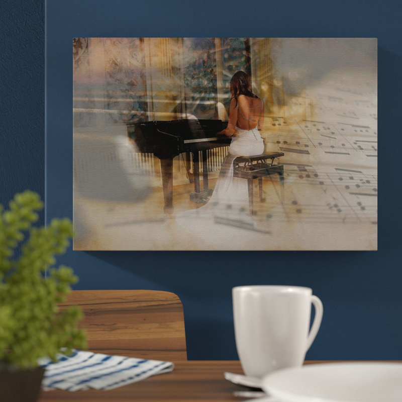 Woman Playing Piano - Wrapped Canvas, 50cm H x 76cm W