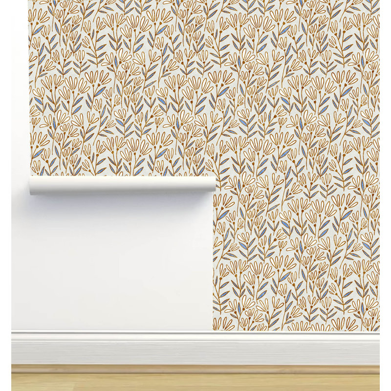 Neng 6' L x 24" W Texture Peel and Stick Wallpaper Roll, Beige/Gold
