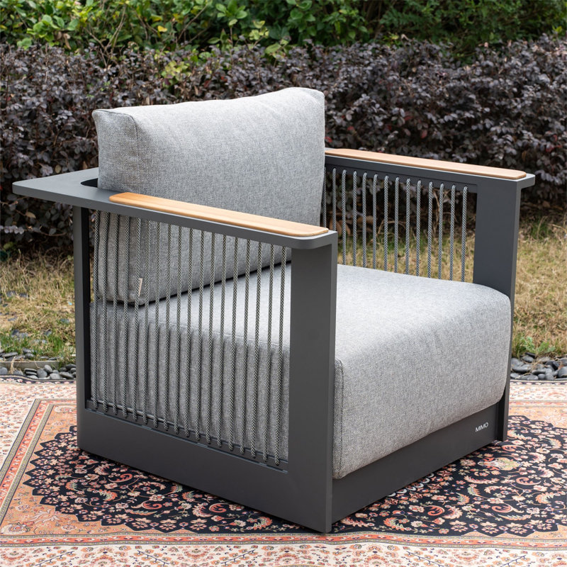 MIMO Modular Aluminium Sofa with Teak Armrests & Cushions, 1