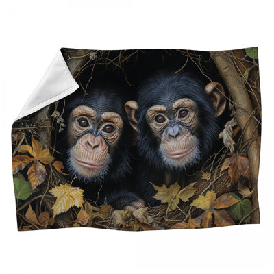 Jeté en molleton Chimpanzees - Jeté animalier pour canapés ou lits