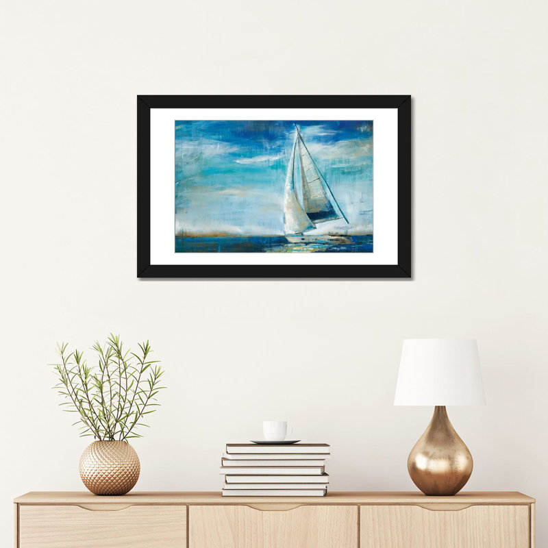 « voile away », impression sur toile, H 24 po x l 32 po x P 1 po, Papier d'art encadré noir, Blanc