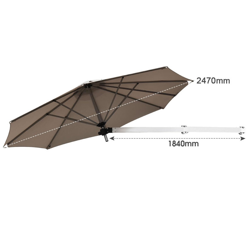 Brustrom 247cm Tilt Wall Mount Parasol, Brown