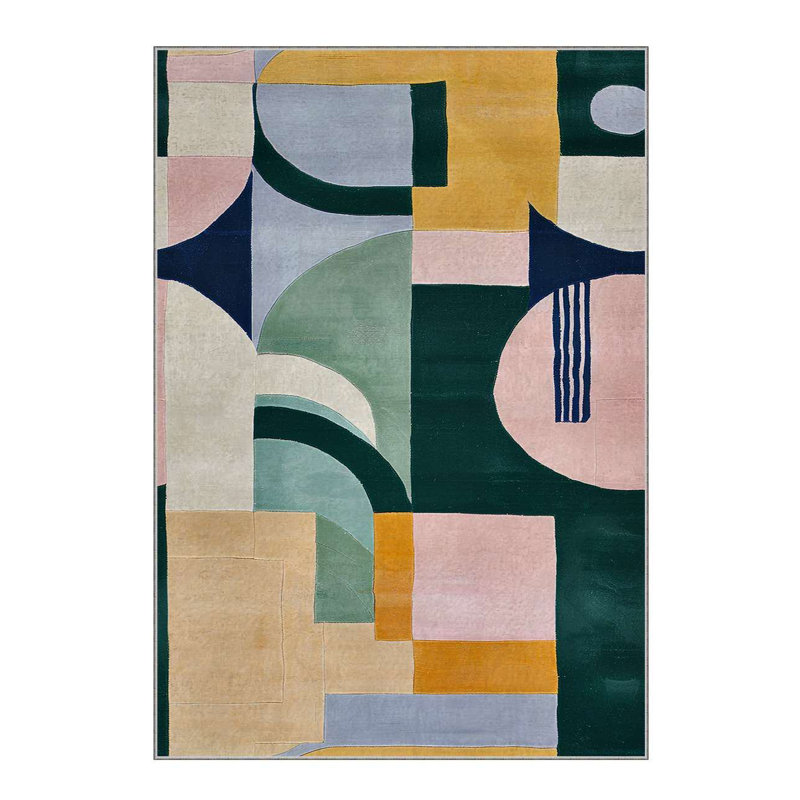 Stylish Area Rug 4.6 x 7.2 Feet, 60% Cotton & 40% Polyester, 1100 g/m² | Non-Slip Cotton Underside, Machine Woven, Digital Print | Thin 0.3 in Total Thickness, Washable at 30°C | Perfect for Living Room & Bedroom Decor