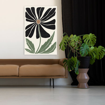 «Bold Black Petal Bloom I», art mural contemporain abstrait