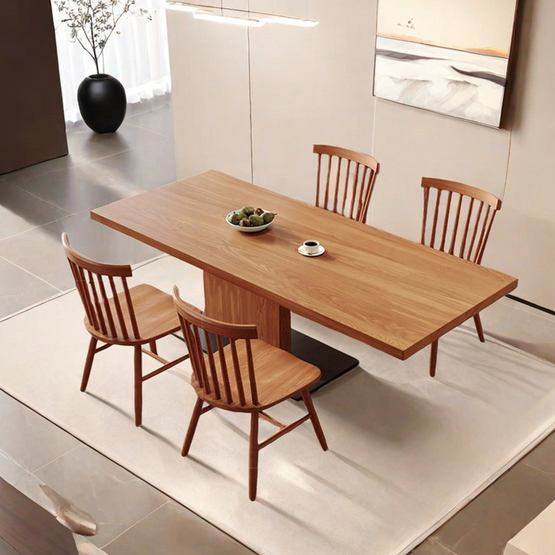 Solid wood ash dining table set, 29.53" H x 78.74" L x 35.43" W