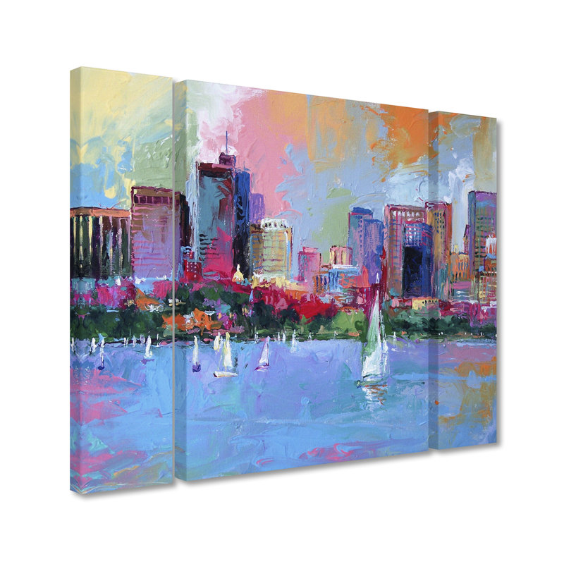 «Boston 3» par Westra, ensemble de 3 reproductions d'art sur toiles tendues, H 24 po x l 32 po x P 2 po