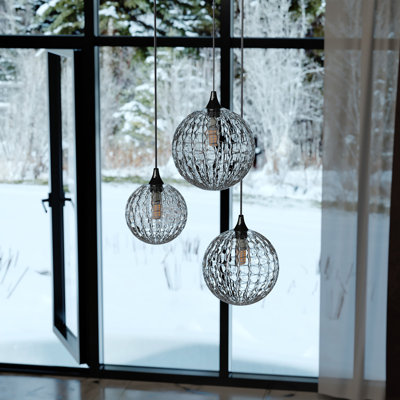Lustre en verre soufflé à la main à 3 lumières Breeze