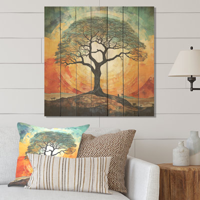 Desert African Tree Survivor II - Tree African On Wood Print