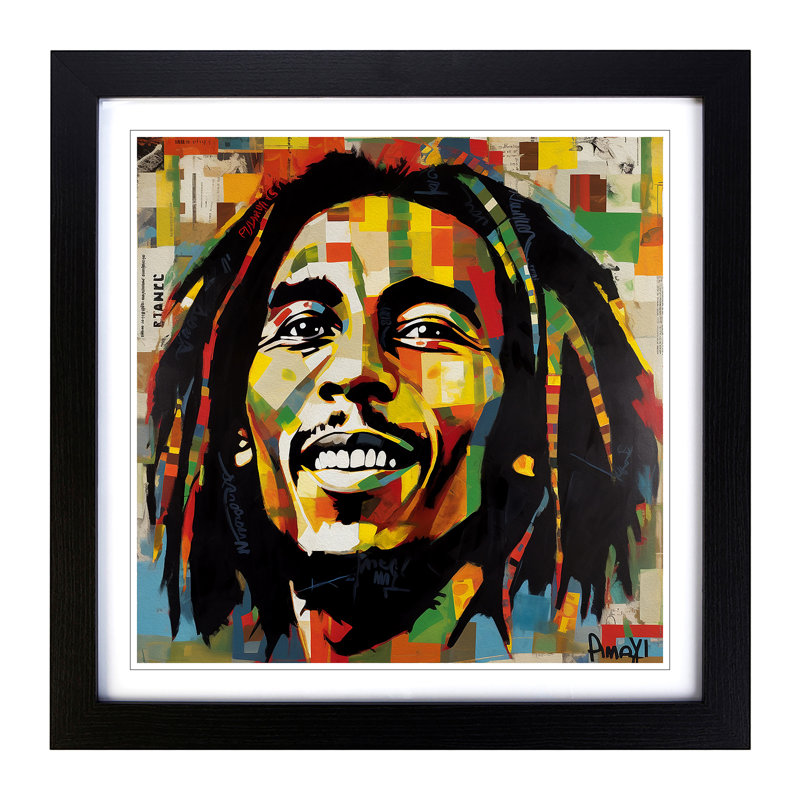 Bob Marley Constructivism - Framed Print, Black