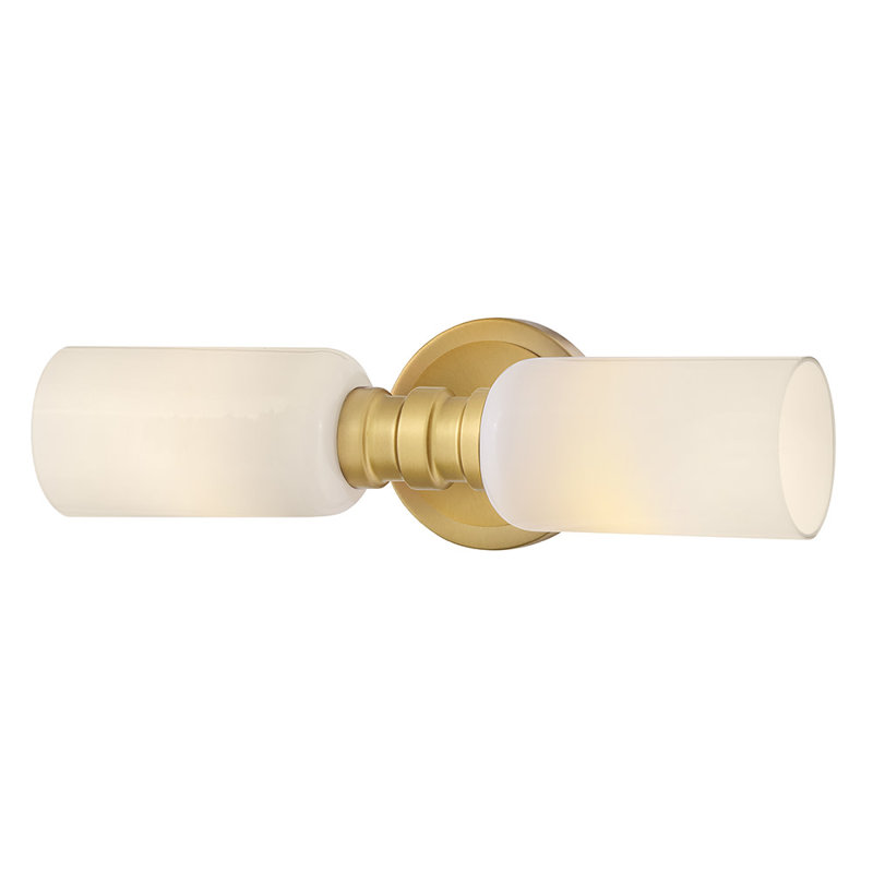 2-Light Bath Vanity Wall Sconce, Bronze/White
