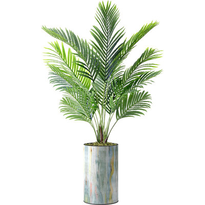 Plante artificielle dans un pot de fleurs, faux palmier aréca, décoration de la maison (pot et plante)