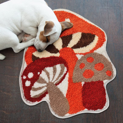  Cute Red Mushroom Bath Mat, Non Slip Bath Rug For Women Kids And Girls, Strong Absorbent Soft Washable Bathtub Mat For Shower And Bathroom