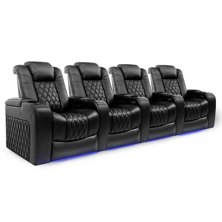 Arlmont & Co. Tuscany Leather Home Theater Seating with Cup Holder &  Reviews