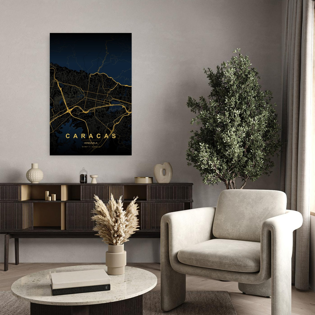 Caracas Map Minimalist Modern Abstract City Wall Art Print