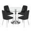 Modern Tempered Glass Round Dining Table Set With PU Leather Upholstered Dining Chairs-115116111-115116112