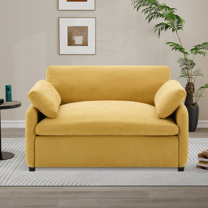Fauteuil d'appoint moderne et surdimensionné en chenille, Jaune
