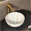 14'' Bathroom Sink, Bowl Vessel Ceramic Sink With Stone Pattern Without Faucet, NO Cabinet, Matte White