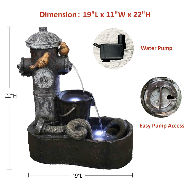 Harrouda Weather Resistant Floor Fountain with Light