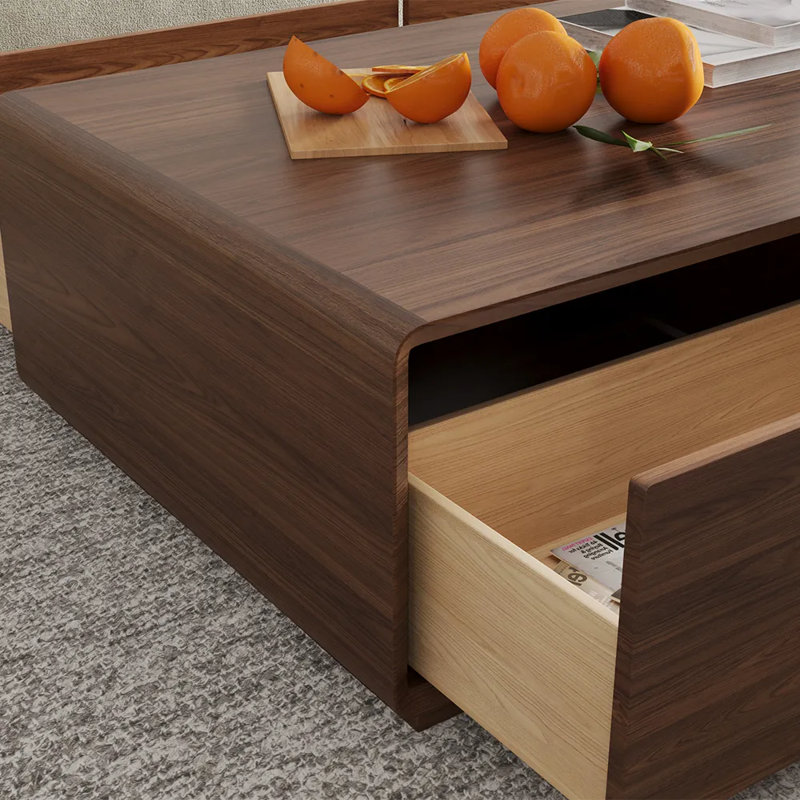 Table basse avec rangement Xhevat Block, entièrement assemblée, Brun